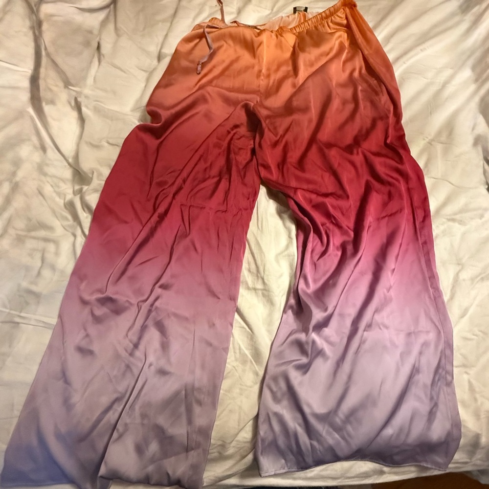 Lounge Pajama Pants Women’s Express Flowy Ombré Orange Pink Purple Medium